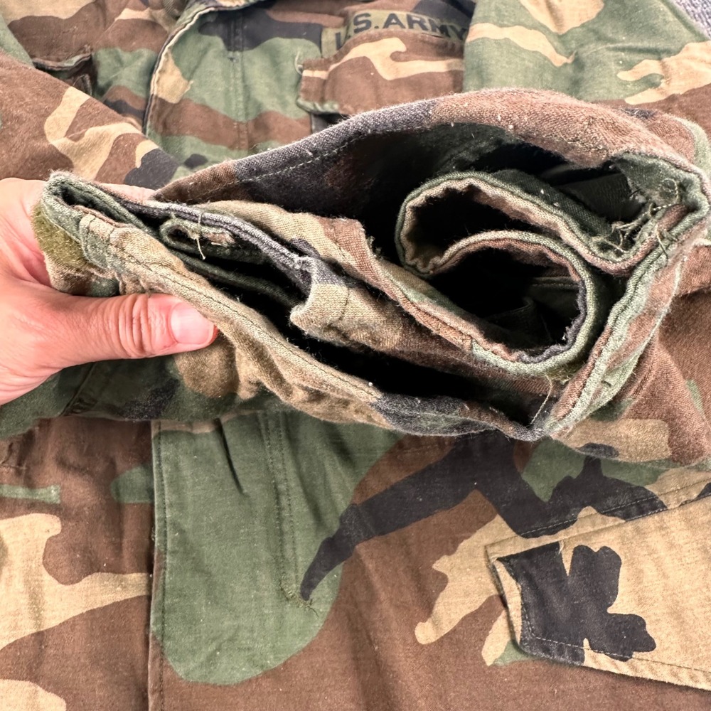 Vintage M65 US Army Coat Military Field Cold Weather L Woodland Camo Lined - Picture 11 of 14